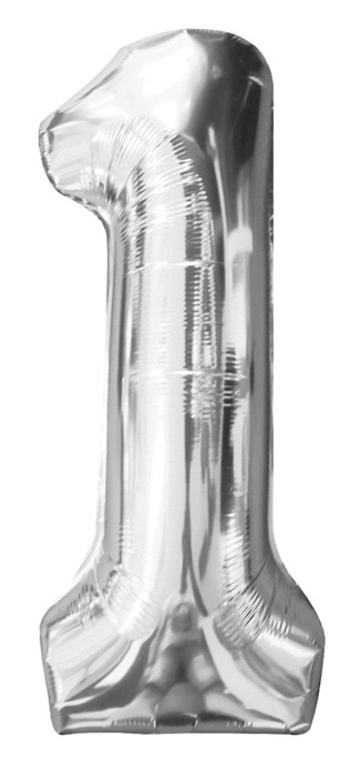 Folieballong nummer 1 H60 cm sølv 